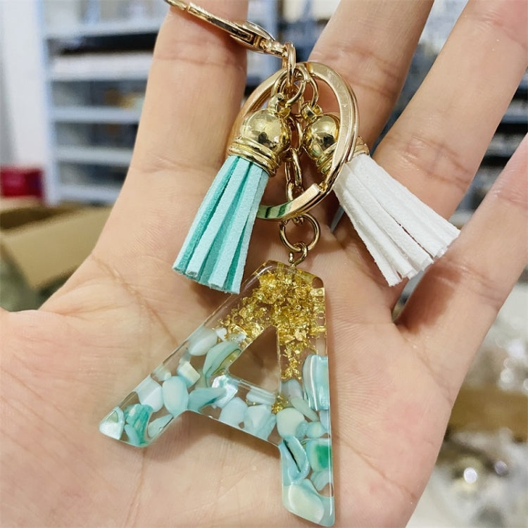 2 PCS Gold Foil English Letter Tassel Keychain Bag Decoration Pendant(Q) - In Car by buy2fix | Online Shopping UK | buy2fix