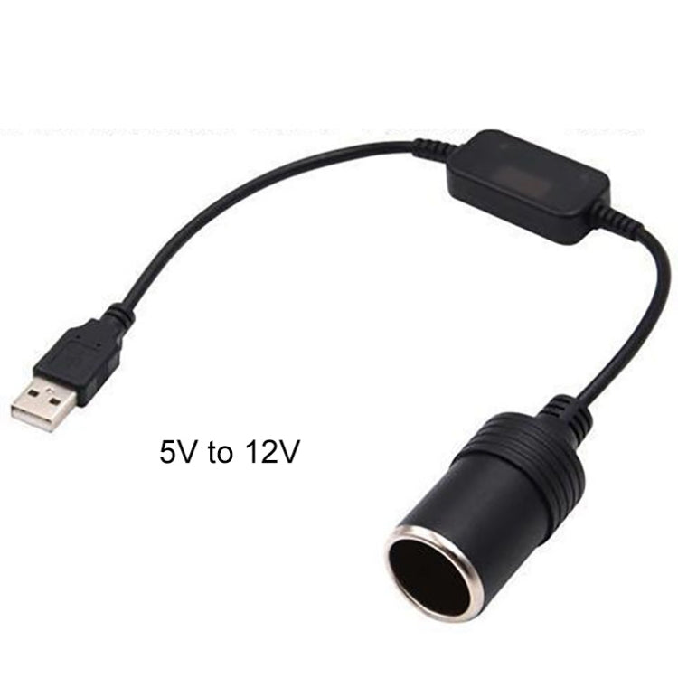 2 PCS Car USB to Cigarette Lighter Socket 5V to 12V Boost Power Adapter Cable, Model: 35cm - In Car by buy2fix | Online Shopping UK | buy2fix