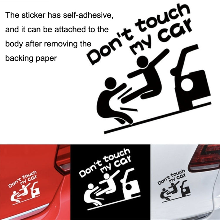 10PCS Reflective Funny Text Do Not Touch My Car Car Sticker(Black) - In Car by buy2fix | Online Shopping UK | buy2fix