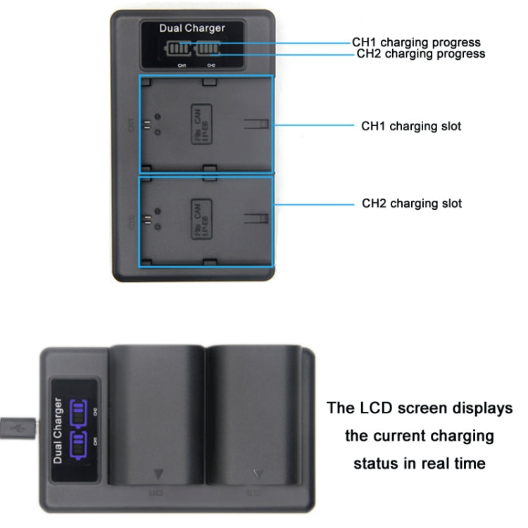 LP-E6 SLR Camera Vertical Dual Battery Charger - Camera Accessories by buy2fix | Online Shopping UK | buy2fix