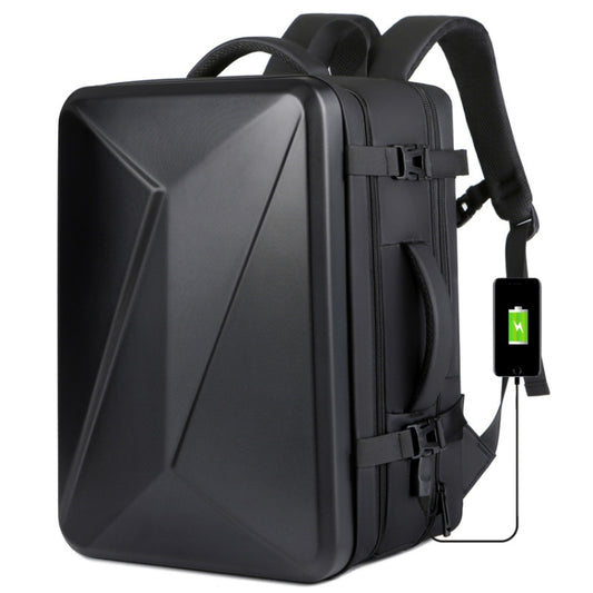 Large-capacity Waterproof Expandable Hard Shell Backpack with USB Charging Hole(162 Black) - Backpack by buy2fix | Online Shopping UK | buy2fix