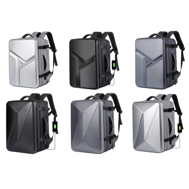 Large-capacity Waterproof Expandable Hard Shell Backpack with USB Charging Hole(162 Light Gray) - Backpack by buy2fix | Online Shopping UK | buy2fix