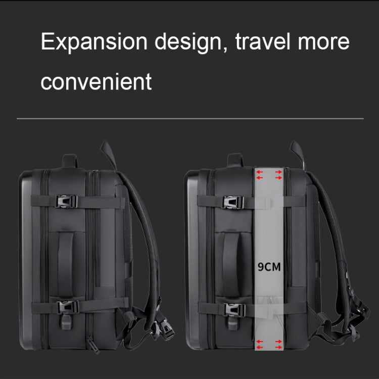 Large-capacity Waterproof Expandable Hard Shell Backpack with USB Charging Hole(162 Light Gray) - Backpack by buy2fix | Online Shopping UK | buy2fix