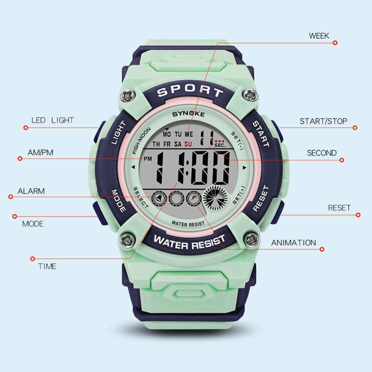 SYNOKE 9810 Multifunctional Luminous Waterproof Student Sports Watch(White) - Sport Watches by SYNOKE | Online Shopping UK | buy2fix