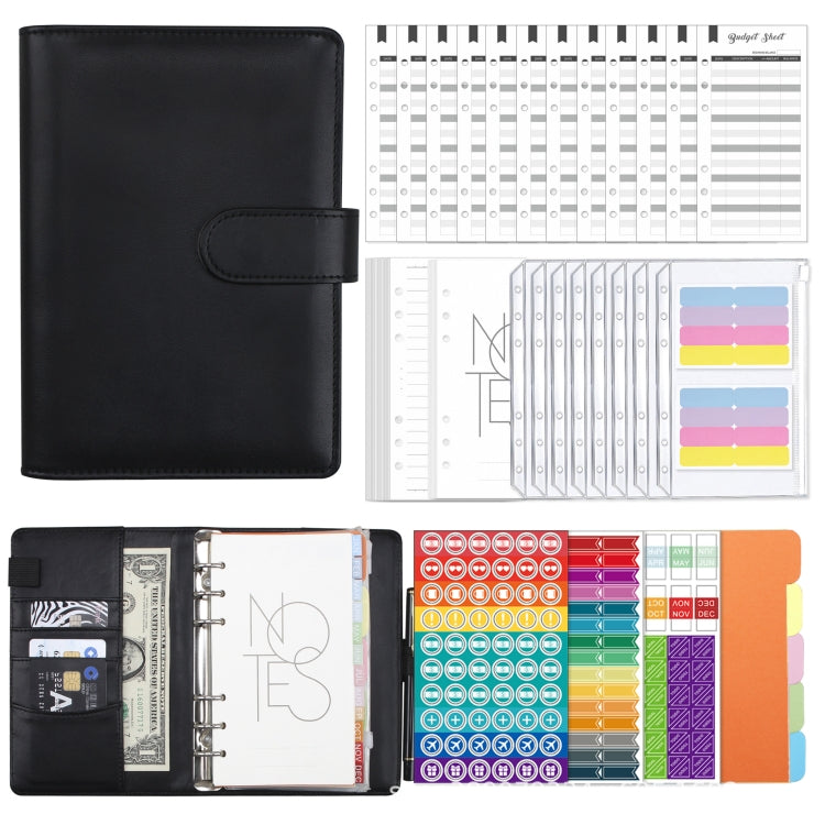 A6 Macaron PU Leather Loose-leaf Notebook Cash Budget Handbook(Black) - Home & Garden by buy2fix | Online Shopping UK | buy2fix