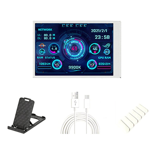 3.5 Inch IPS View All Computer Monitor USB Chassis Vice Screen Set 1 (White) - Computer & Networking by buy2fix | Online Shopping UK | buy2fix