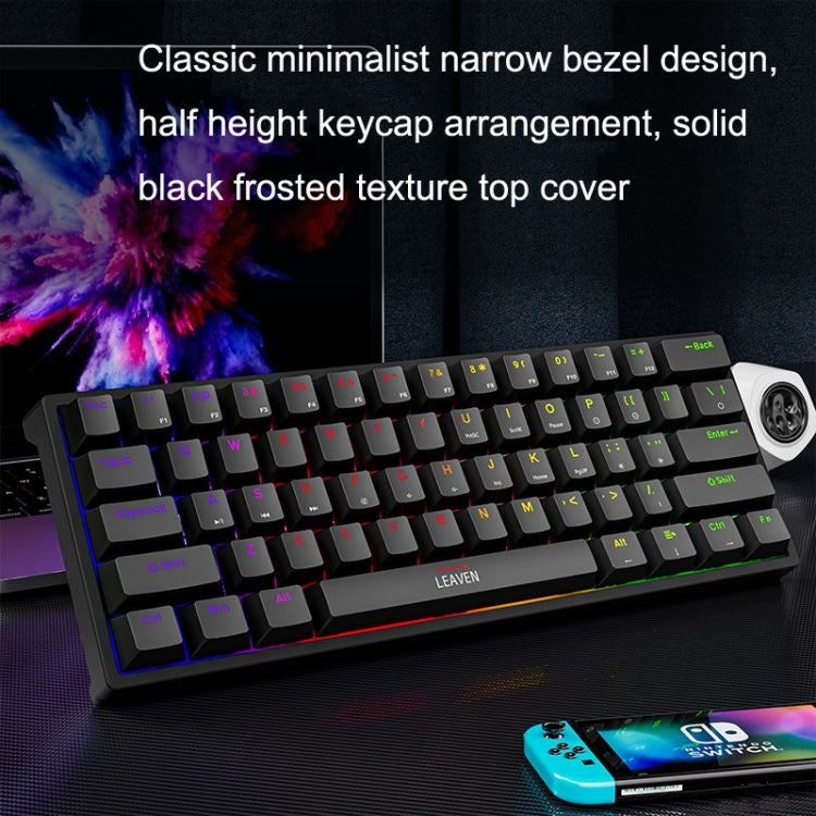 LEAVEN K620 61 Keys Hot Plug-in Glowing Game Wired Mechanical Keyboard, Cable Length: 1.8m, Color: Black Green Shaft - Wired Keyboard by LEAVEN | Online Shopping UK | buy2fix