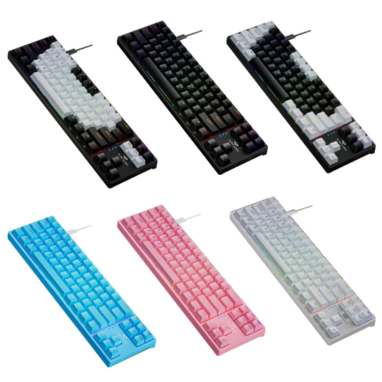 Dark Alien K710 71 Keys Glowing Game Wired Keyboard, Cable Length: 1.8m, Color: Black White Green shaft - Wired Keyboard by Dark Alien | Online Shopping UK | buy2fix