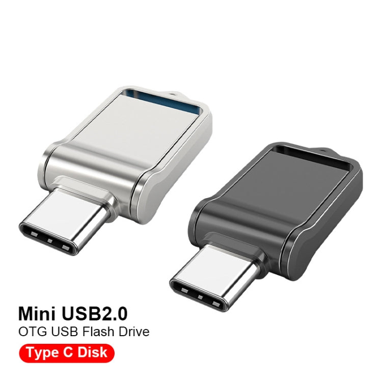 128GB USB 2.0 + Type-C/USB-C High Speed Mini Computer and Phone Dual-purpose Rotary U Disk(Black) - USB Flash Drives by buy2fix | Online Shopping UK | buy2fix