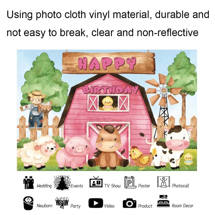 1.5m x 1m Cartoon Farm Animals Photography Backdrop Birthday Party Background Decoration(MDN12241) - Camera Accessories by buy2fix | Online Shopping UK | buy2fix