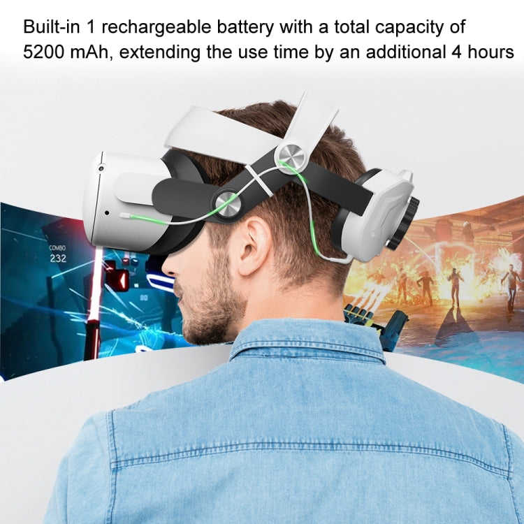 For Oculus Quest 2 Power Bank Head Strap With 5200mAh Rechargeable Battery(White) - Consumer Electronics by buy2fix | Online Shopping UK | buy2fix