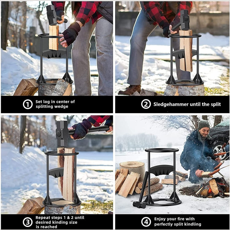 Firewood Kindling Splitter Manual Log Splitter with Carbon Steel Cutter Head, Model: Large B Type - Wood Chopping Tool by buy2fix | Online Shopping UK | buy2fix