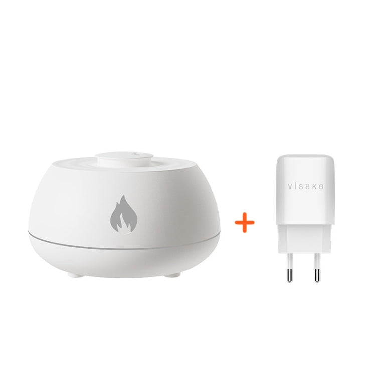 DQ707 130ml Simulation Flame Aromatherapy Machine Seven-color Ambient Light Humidifier With EU Plug White - Home & Garden by buy2fix | Online Shopping UK | buy2fix