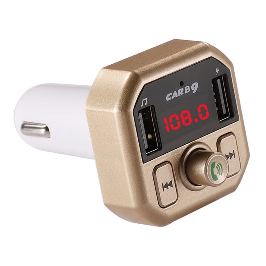 B9 Smart Digital Display Dual USB Bluetooth Car Charger with Hands-free Call Function(Gold) - In Car by buy2fix | Online Shopping UK | buy2fix