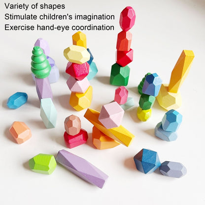 16 Grains Color A Children Early Teachings Stack Stone Building Blocks Wood Stack Stone Toys - Building Blocks by buy2fix | Online Shopping UK | buy2fix