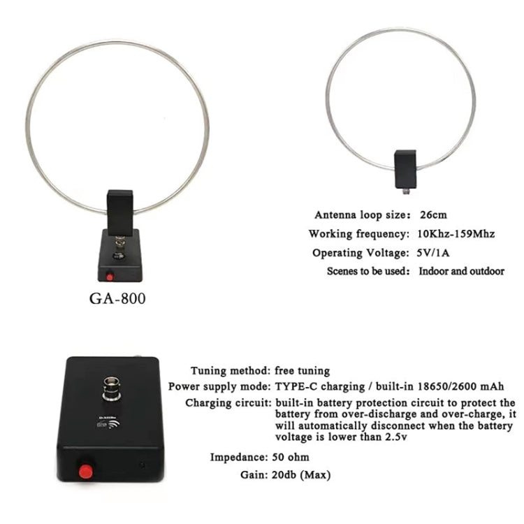 GA800 10KHz-159MHZ HF Radio Short Wave Antenna With Source Ring Shaped Antenna - Consumer Electronics by buy2fix | Online Shopping UK | buy2fix