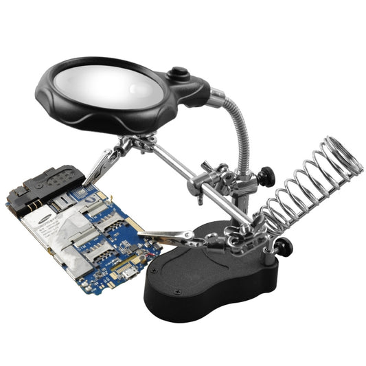 16126-A 3.5X/12X LED Light Stand Type Watch Repair Magnifier With Auxiliary Clip - Consumer Electronics by buy2fix | Online Shopping UK | buy2fix