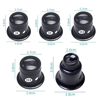 5pcs Eyepiece Magnifier Glass Lens Eyepiece Type Repair Magnifier, Times: 20X - Consumer Electronics by buy2fix | Online Shopping UK | buy2fix