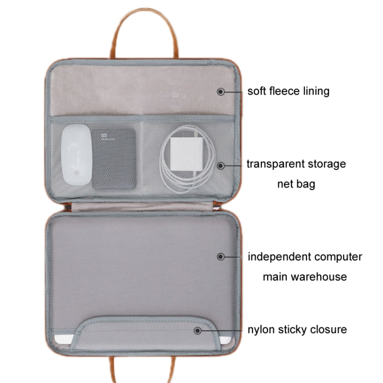 Baona Leather Fully Open Portable Waterproof Computer Bag, Size: 14 inches(Gray Black) - 14.1 inch by Baona | Online Shopping UK | buy2fix