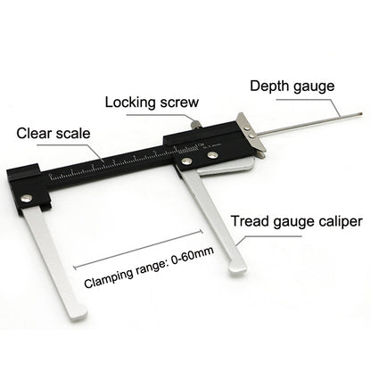 Multi-function Tire Patterns Deep Ruler Brake Disc Thickness Measuring Tools - In Car by buy2fix | Online Shopping UK | buy2fix