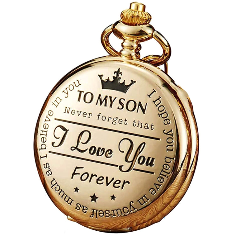 Engraved Vintage Commemorative Quartz Pocket Watch Round Watch, Style: Forever (Black) - Necklace Watch Watches by buy2fix | Online Shopping UK | buy2fix