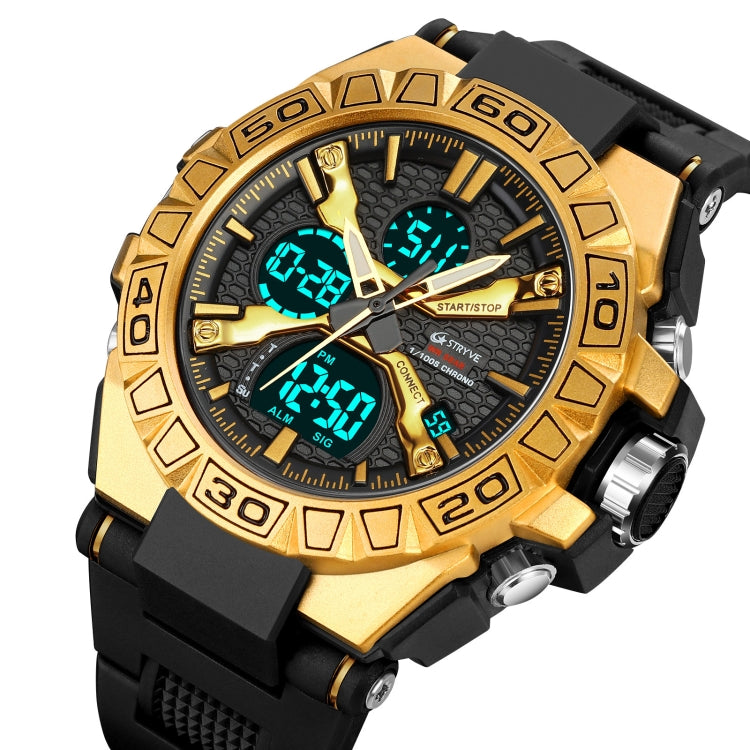 STRYVE S8026 Sports Colorful Night Light Electronic Waterproof Watch Multifunctional Student Watch(Gold) - Leather Strap Watches by STRYVE | Online Shopping UK | buy2fix