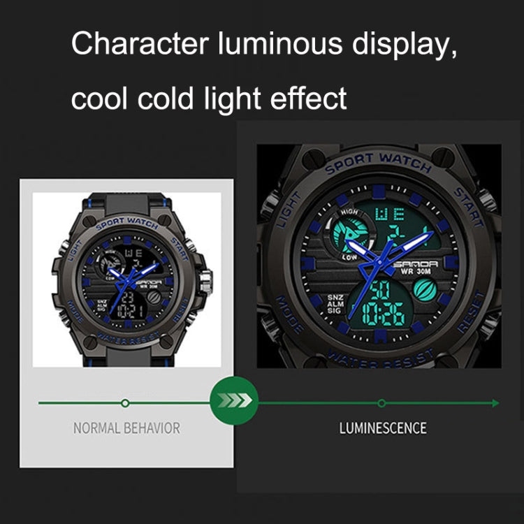 SANDA 739 Multifunctional Waterproof Sports Watch Chronograph Calendar Alarm Night Light Watch(Army Green) - Sport Watches by buy2fix | Online Shopping UK | buy2fix
