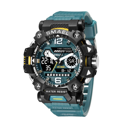 SMAEL 8072 Alloy Outdoor Multifunctional Electronic Watch Men Dual Display Waterproof Watch(Green) - Metal Strap Watches by SMAEL | Online Shopping UK | buy2fix