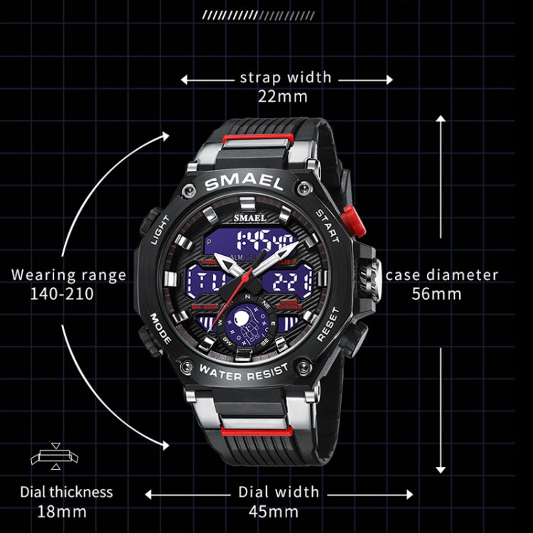 SMAEL 8069 Outdoor Multifunctional Waterproof Sports Alloy Luminous Watch(Black) - LED Digital Watches by SMAEL | Online Shopping UK | buy2fix