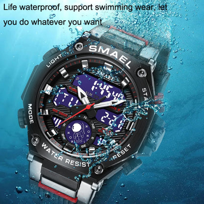 SMAEL 8069 Outdoor Multifunctional Waterproof Sports Alloy Luminous Watch(Gray) - LED Digital Watches by SMAEL | Online Shopping UK | buy2fix