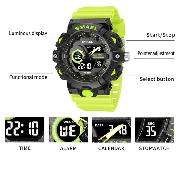 SMAEL 8081 Multifunctional Waterproof Luminous Numeric Digital Dual Display Outdoor Sports Watch(Black Rose Gold) - LED Digital Watches by SMAEL | Online Shopping UK | buy2fix