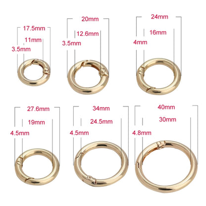 20pcs Zinc Alloy Spring Ring Metal Open Bag Webbing Keychain, Specification: 1 inch Light Gold - In Car by buy2fix | Online Shopping UK | buy2fix