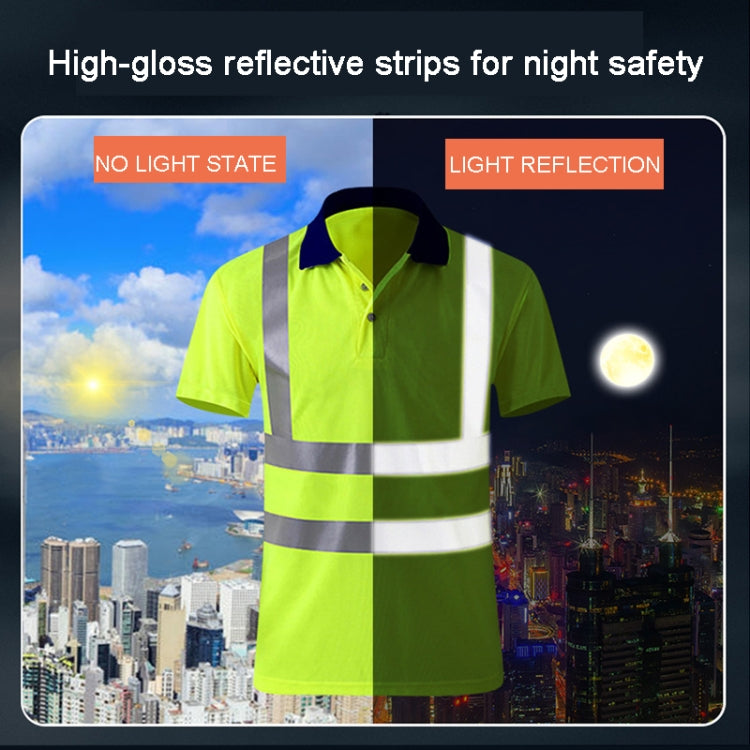 Reflective Quick-drying T-shirt Lapel Short-sleeved Safety Work Shirt, Size: XXL(Orange Red +Navy Blue) - Workplace Safety Supplies by buy2fix | Online Shopping UK | buy2fix