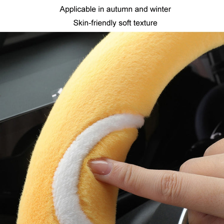 Car Steering Wheel Cartoon Short Fluff Handle Cover, Size: 38cm(Black White D Shape) - In Car by buy2fix | Online Shopping UK | buy2fix