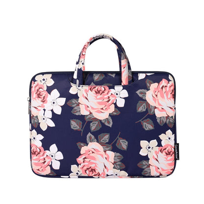 H40-B01 White Rose Pattern Laptop Case Bag Computer Liner Bag With Handle, Size: 12 Inch(Blue) - 12.1 inch by buy2fix | Online Shopping UK | buy2fix