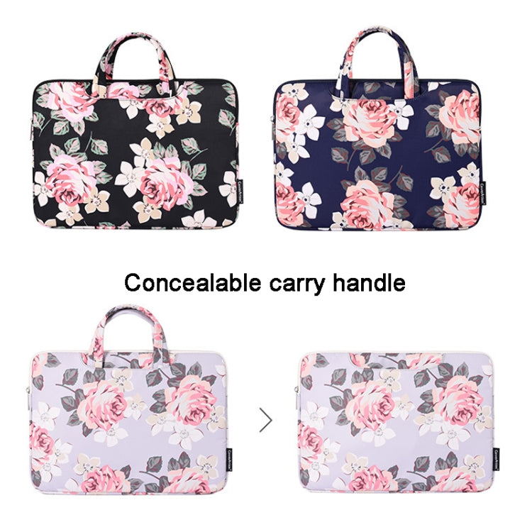 H40-B01 White Rose Pattern Laptop Case Bag Computer Liner Bag With Handle, Size: 13 Inch(Grey) - 13.3 inch by buy2fix | Online Shopping UK | buy2fix