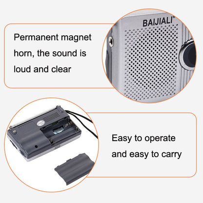 BAIJIALI BJLR21 Simple Retro Radio Full-band Built-in Speaker Outdoor Portable Audio(Silver Gray) - Consumer Electronics by BAIJIALI | Online Shopping UK | buy2fix