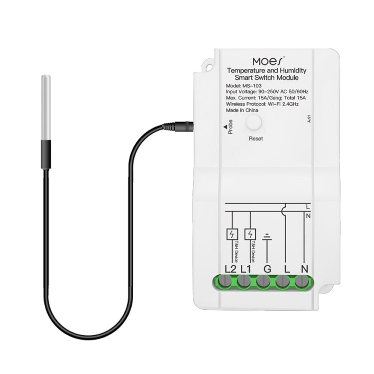 WiFi Switch Module+Temperature Probe Tuya Dual-way Temperature and Humidity Switch Timer Smart Switch - Consumer Electronics by buy2fix | Online Shopping UK | buy2fix