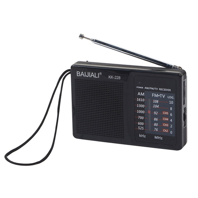 BAIJIALI BJL228 Retro Portable Two Band FM AM Radio Built-in Speaker(Black) - Radio Player by BAIJIALI | Online Shopping UK | buy2fix