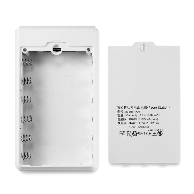 Q6 Removable 6 Sections 18650 Battery Box Charger Case, Style: Flash/Fast Charge(White) - Battery Storage Box by buy2fix | Online Shopping UK | buy2fix