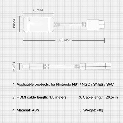 For Nintendo N64 / NGC / SNES / SFC HS-N64608 Retro Game Machine Video N64 To HDMI Converter -  by buy2fix | Online Shopping UK | buy2fix