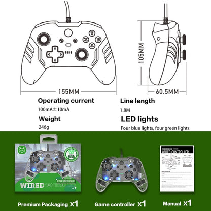 For Microsoft XBOX One / PC XO300 RGB Luminous Wired Gamepad(Transparent) - Gamepad by buy2fix | Online Shopping UK | buy2fix