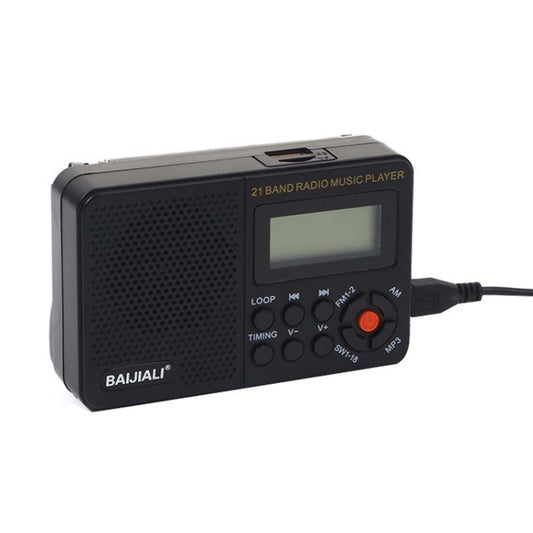 BAIJIALI BJL-166 Full Band Retro Radio Multifunctional Built-in Speaker Player(Black) - Consumer Electronics by BAIJIALI | Online Shopping UK | buy2fix