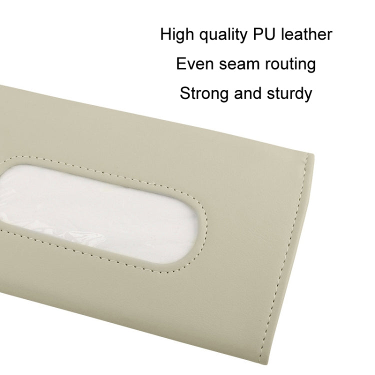 Car Sun Visor Tissue Holder Leather Hanging Storage Box(Beige) - In Car by buy2fix | Online Shopping UK | buy2fix