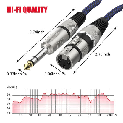 5m Blue and Black Net TRS 6.35mm Male To Caron Female Microphone XLR Balance Cable -  by buy2fix | Online Shopping UK | buy2fix