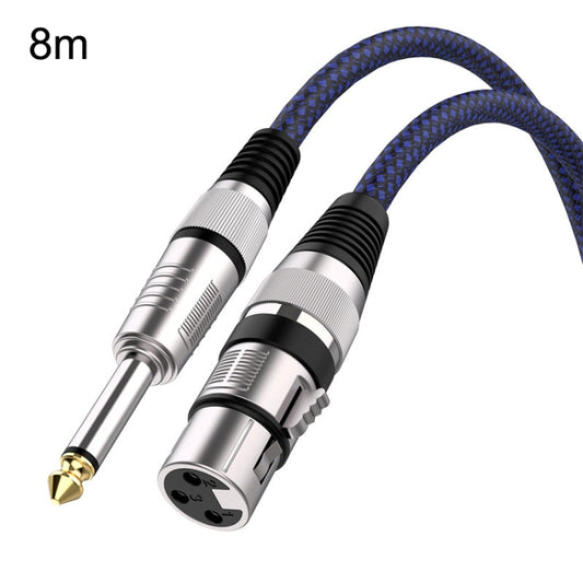 8m Blue and Black Net TRS 6.35mm Male To Caron Female Microphone XLR Balance Cable -  by buy2fix | Online Shopping UK | buy2fix