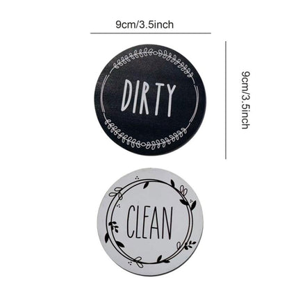 Dishwasher Round Magnet Clean Dirty Sign Double-Sided Dishwasher Magnet Cover(Black White) - Dish Washers & Accessories by buy2fix | Online Shopping UK | buy2fix