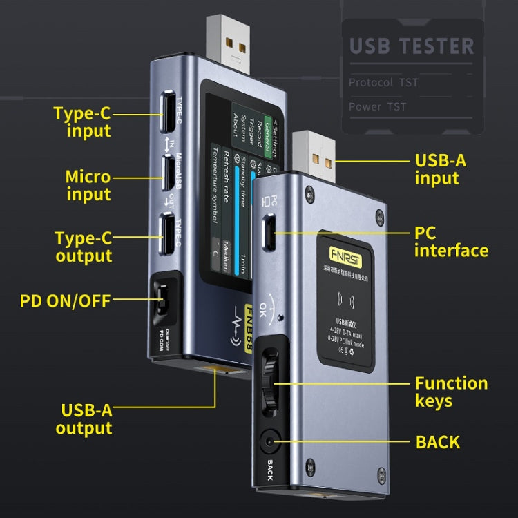 FNIRSI FNB58 USB Voltage Ammeter TYPE-C Fast Charge Power Tester, Specification: Without Bluetooth -  by FNIRSI | Online Shopping UK | buy2fix