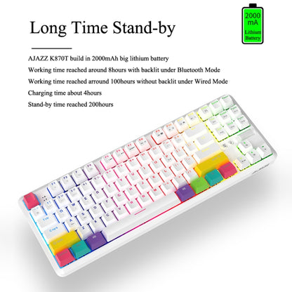 Ajazz K870T 87-Key Hot Swap Bluetooth/Wired Dual Mode RGB Backlight Office Game Mechanical Keyboard Tea Shaft (Black) - Wireless Keyboard by Ajazz | Online Shopping UK | buy2fix