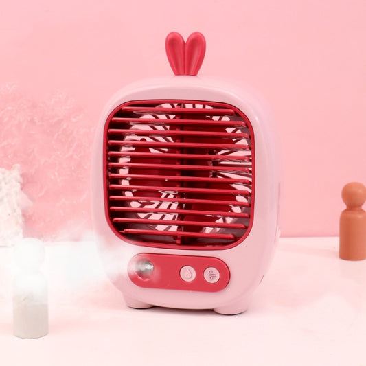 1315 Spray Humidification Hydrating Cartoon Fan USB Charging Desktop Fan(Bunny Pink) - Electric Fans by buy2fix | Online Shopping UK | buy2fix